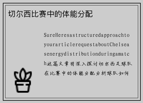 切尔西比赛中的体能分配